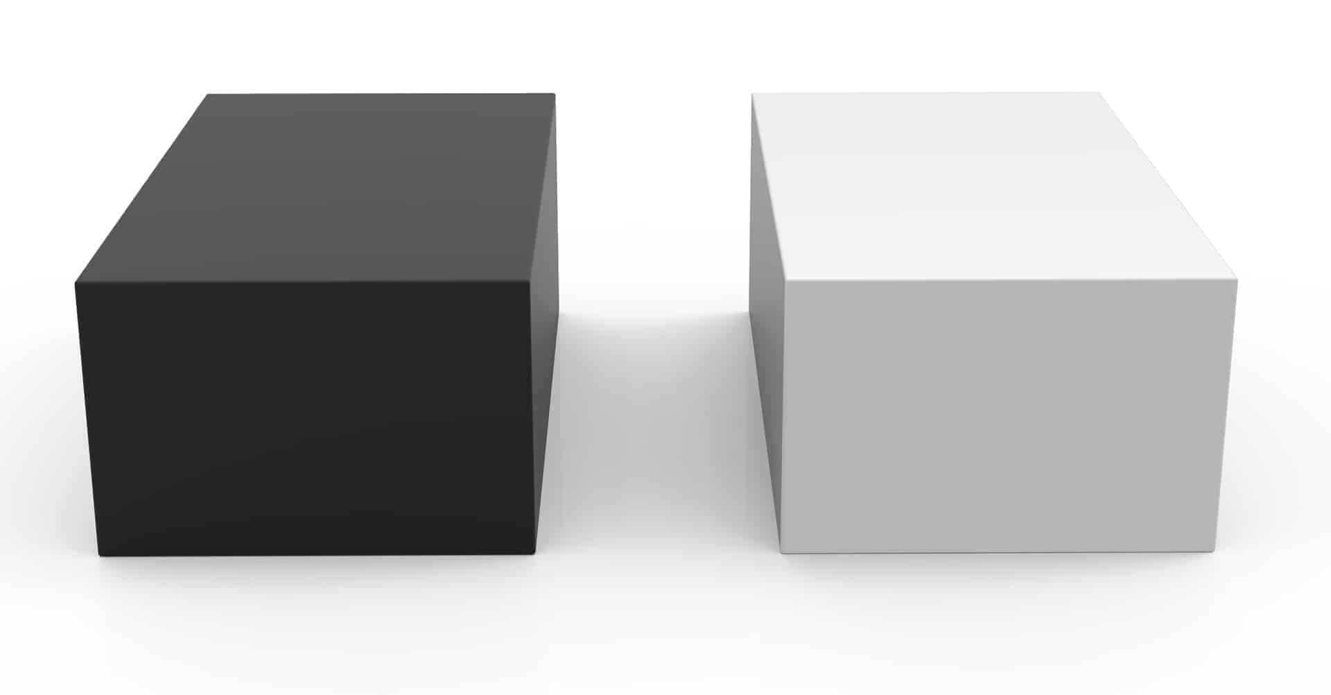 rendering of black box and white box